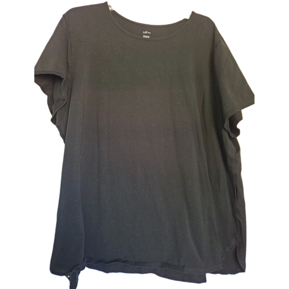 J.Jill Fit Progress Shirttail Tee Pima Cotton Black Women's 3X